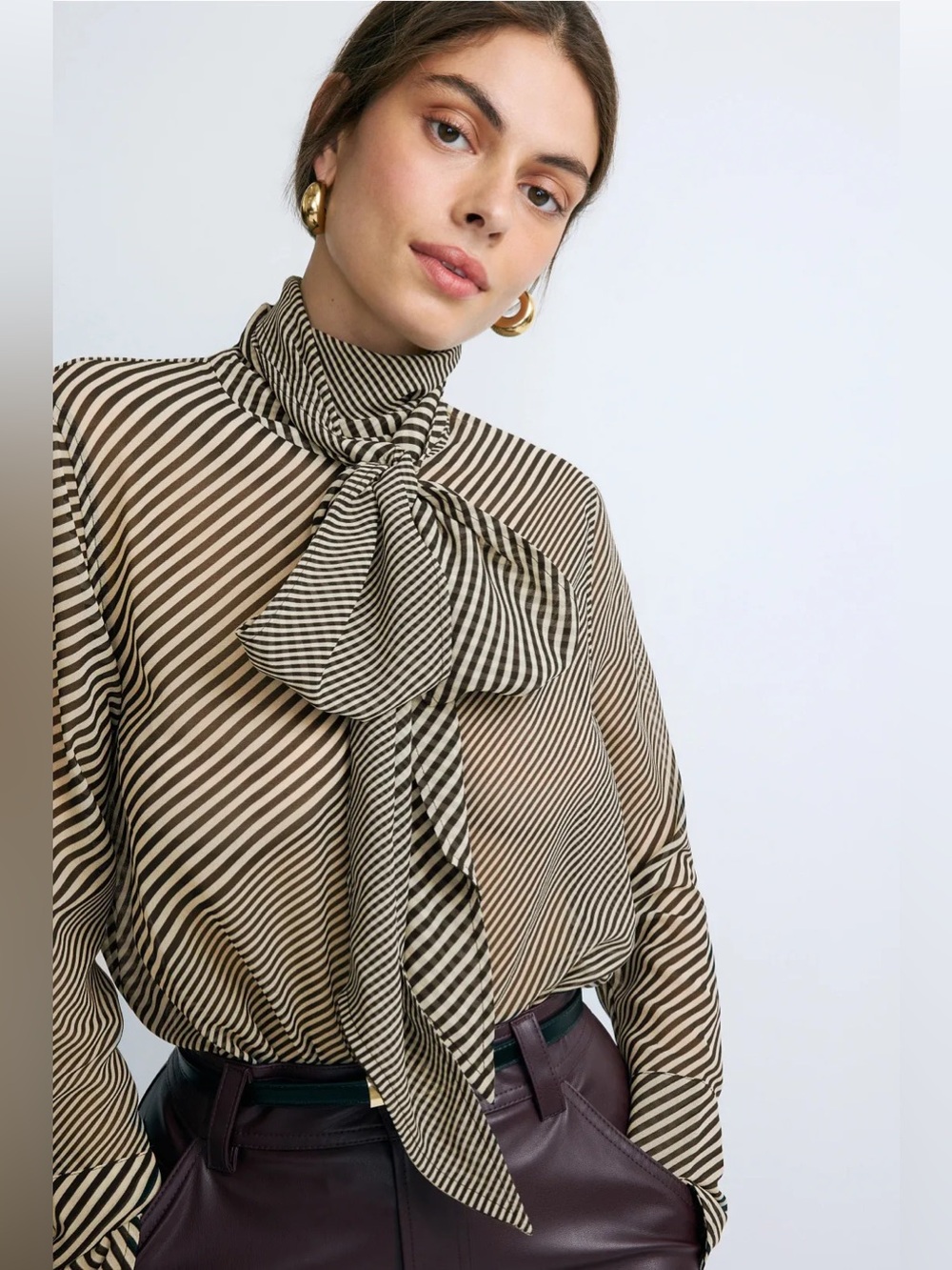 *Flawed RTR Ronny Kobo Sheer Tie Neck Blouse (0479)